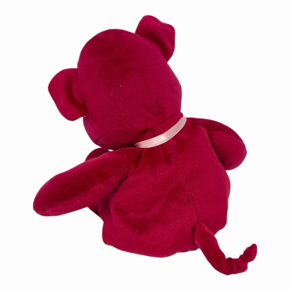 Kellytoy Magenta Pink Pig Plush Stuffed Animal Bean Bag Toy with‎ Ribbon 9 inch